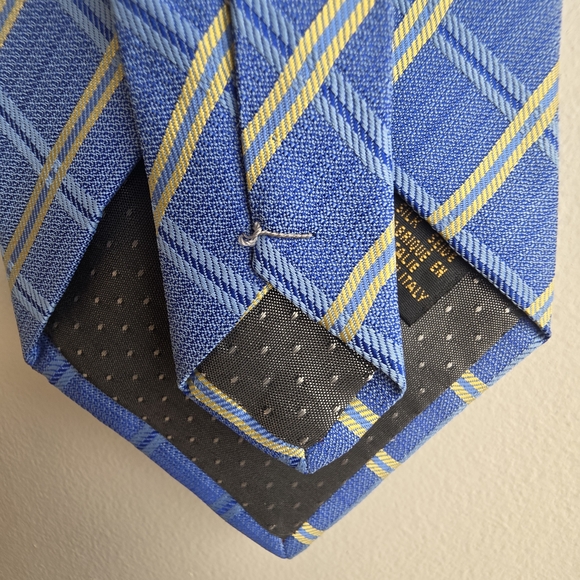Hugo Boss Blue and Gold Plaid Tie - Picture 9 of 14